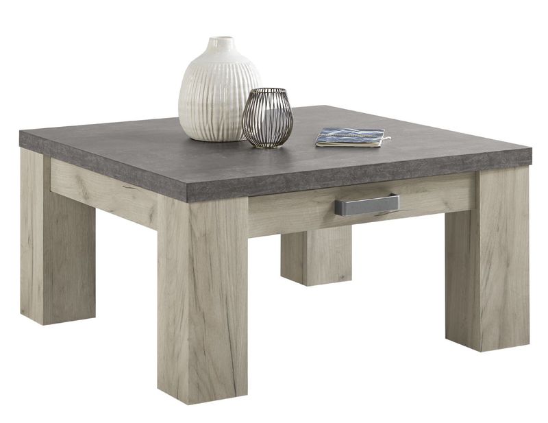 Satriani salontafel 1 lade 80x80 mel.beton/l.grey