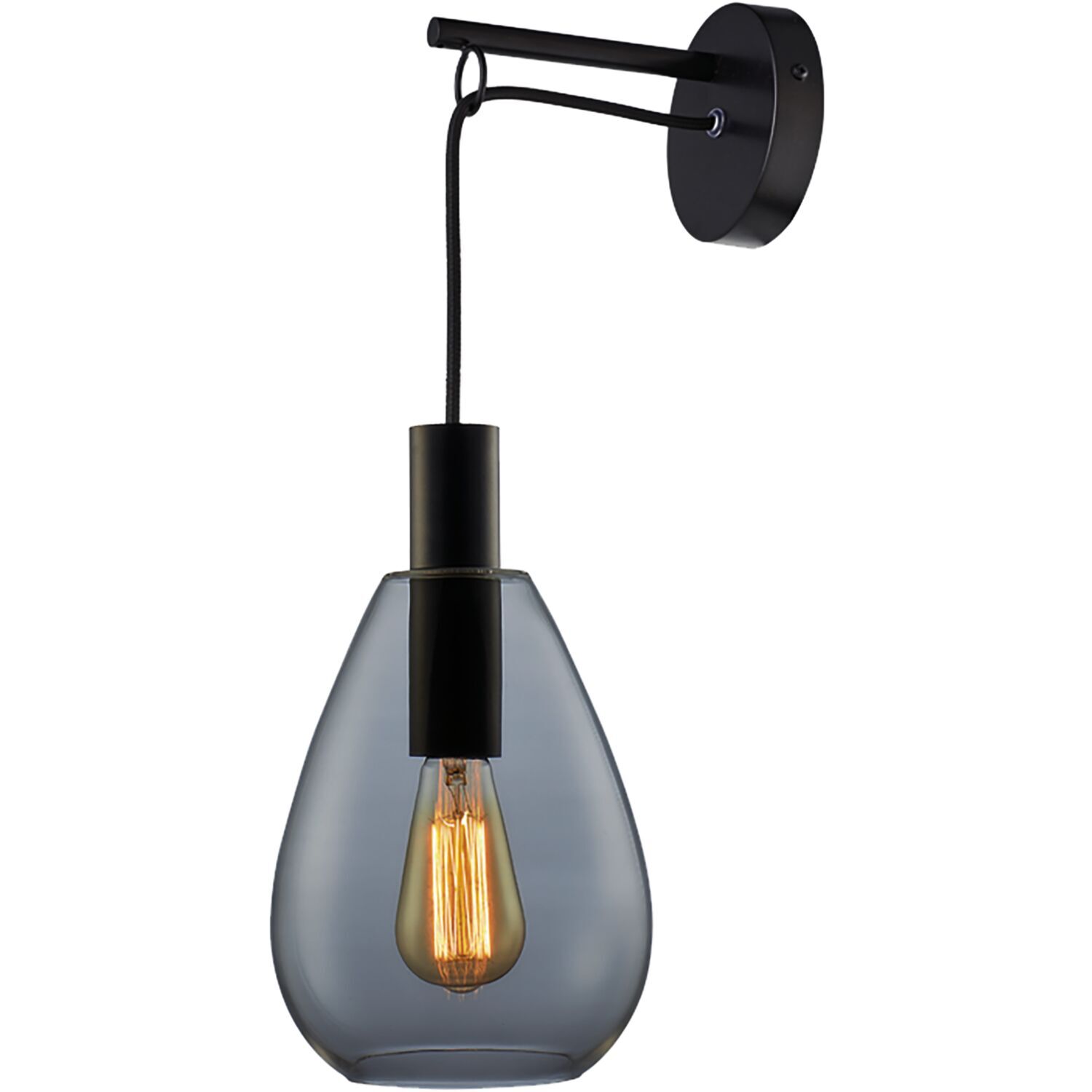 Wandlamp Felinio smoke glas 1-lichts hangend