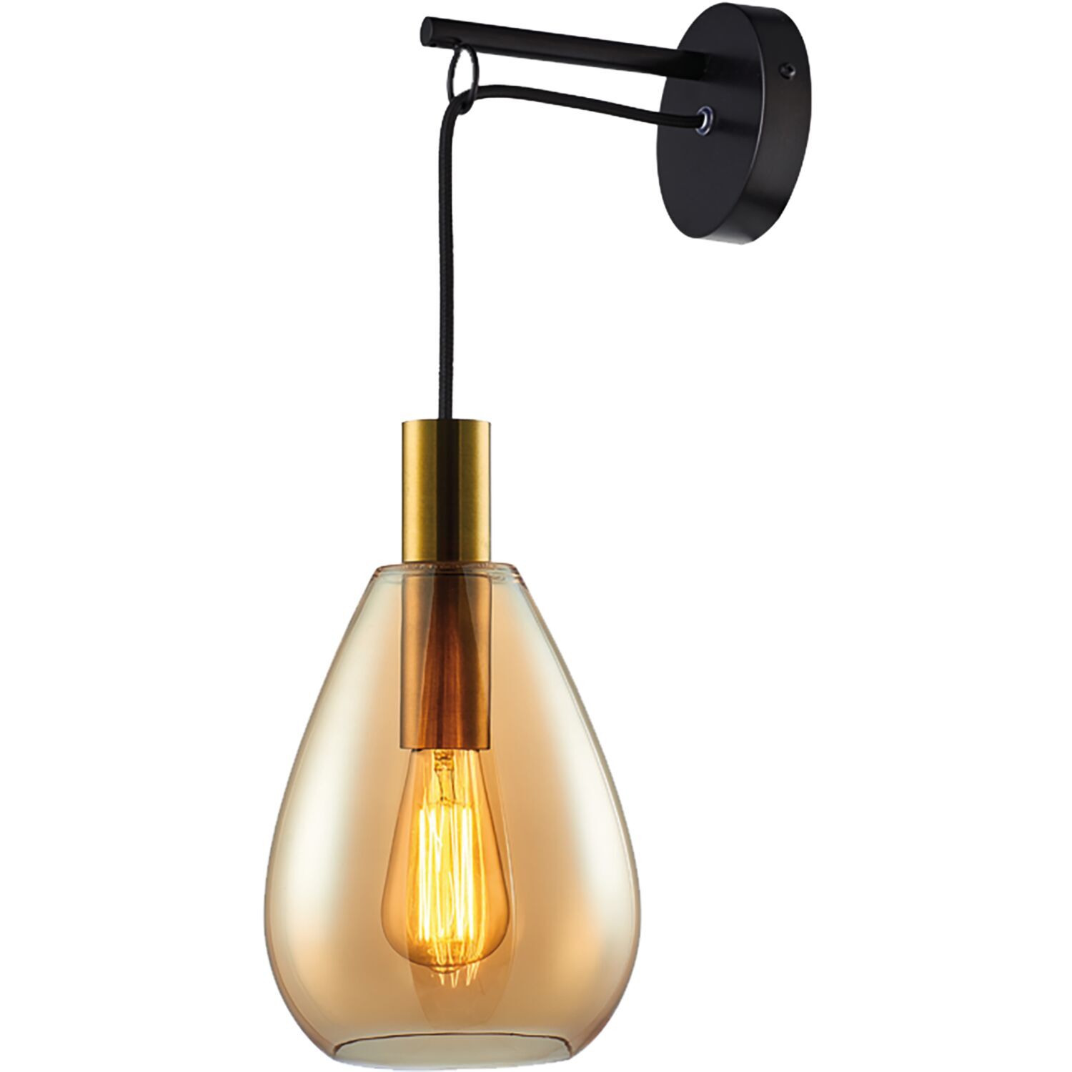 Wandlamp Felinio amber glas 1-lichts hangend