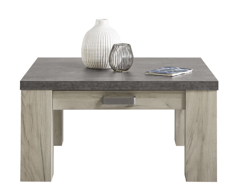 Satriani salontafel 1 lade 80x80 mel.beton/l.grey