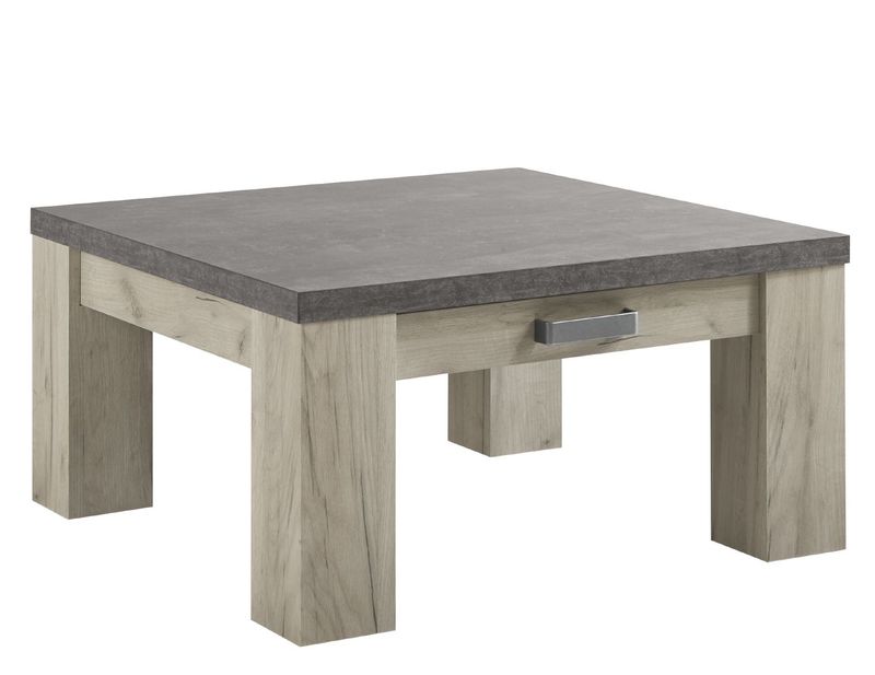 Satriani salontafel 1 lade 80x80 mel.beton/l.grey