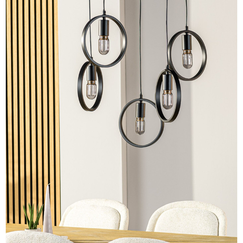 Hanglamp Girare zwart metaal 5-lichts