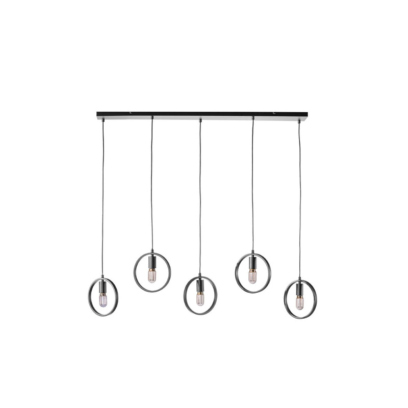 Hanglamp Girare zwart metaal 5-lichts